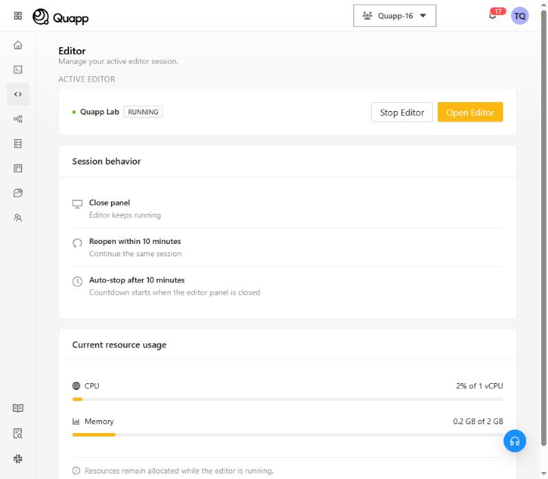 The Active editor section