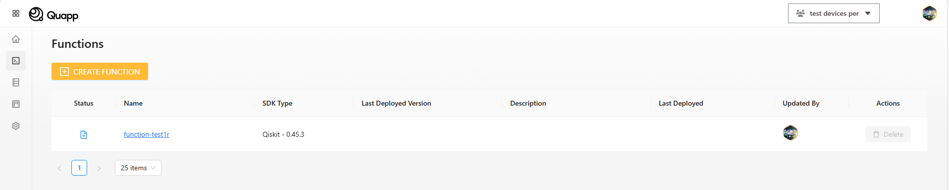 Accessing the Function Creation Page